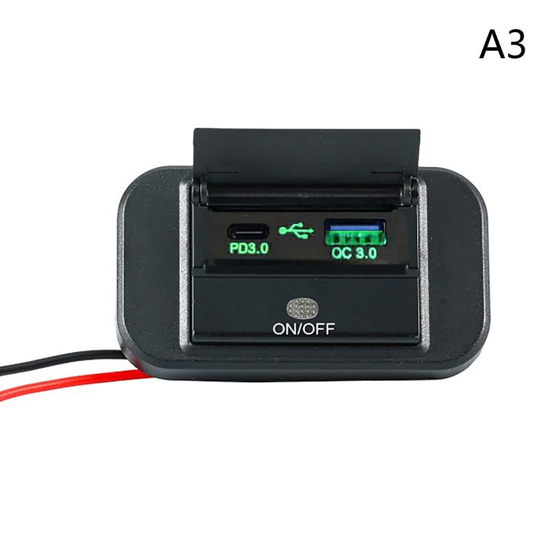 Быстрая зарядка Pd Type C, два порта USB, автомобильное зарядное устройство, адаптер розетки 12 В/24 В, панель питания USB с переключателем для морских мотоциклов