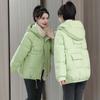 Зимняя утепленная свободная парка с капюшоном, женская повседневная однотонная хлопковая куртка с большим карманом, короткая универсальная верхняя одежда