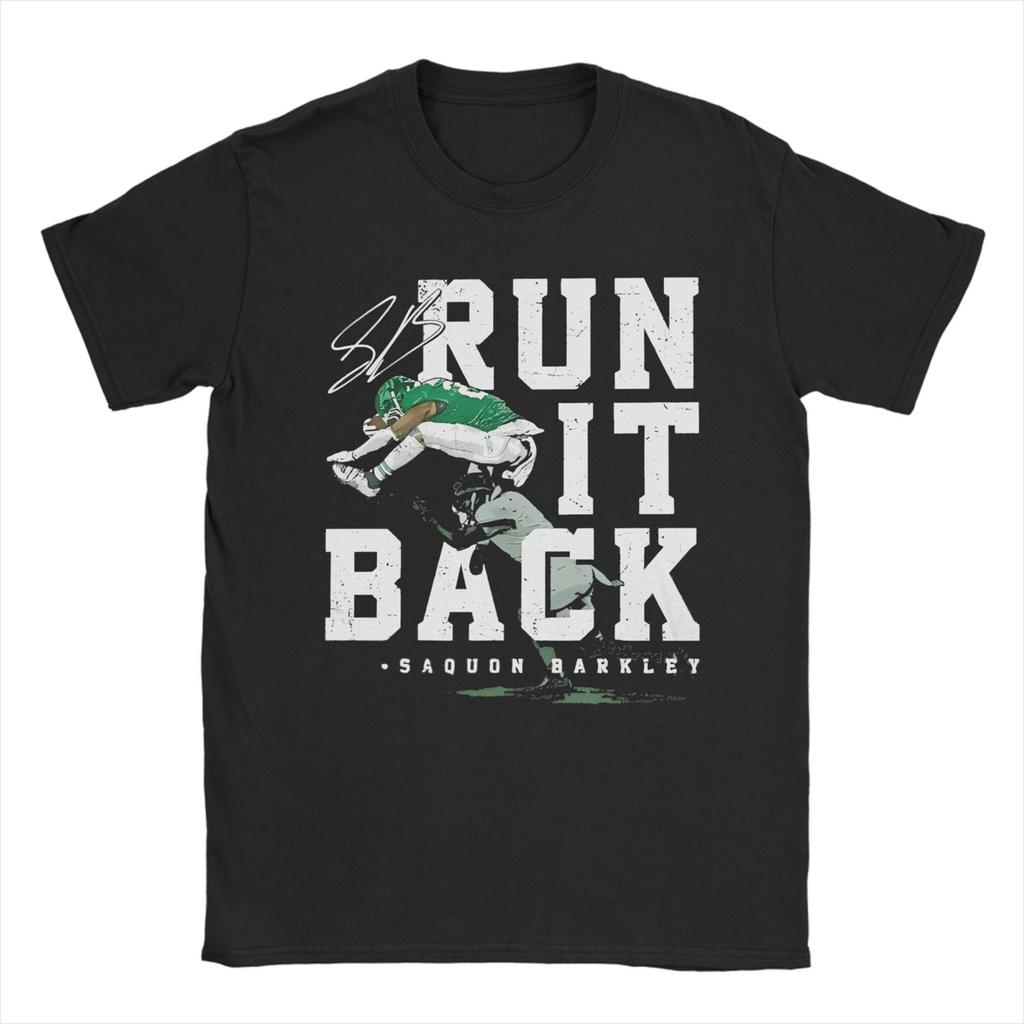 Saquon Barkley Fly The Reverse Hurdle T Shirt for Men 100% Cotton Funny T-Shirt Rugby Eagle Tees Short Sleeve Clothes Plus Size