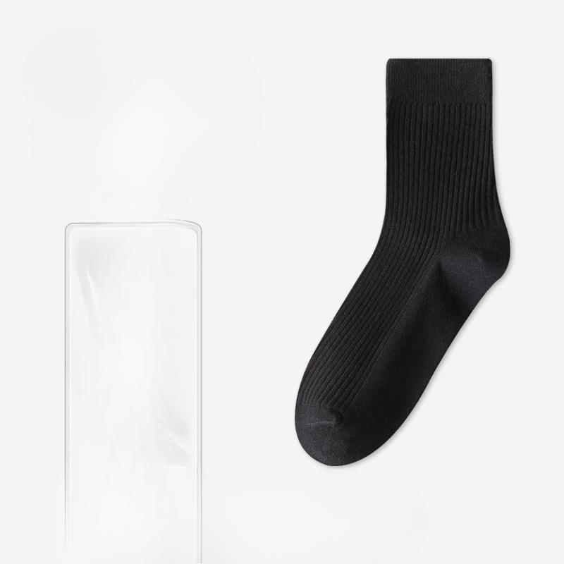 Мужские летние модные новые хлопковые носки-трубы без косточек с вертикальным рубчиком, не скатывающиеся