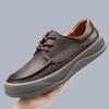 2025 Spring and Summer New Men's Shoes Leather Breathable Versatile Thick-soled Hollowed Casual Leather Shoes Men's Sports Trendy Shoes