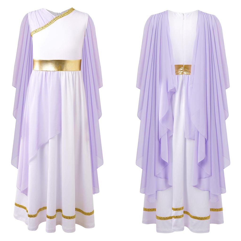 Детский греческий костюм для девочек, римское платье, платье-тога в Древней Греции, Рим, Хэллоуин, карнавальное нарядное платье принцессы