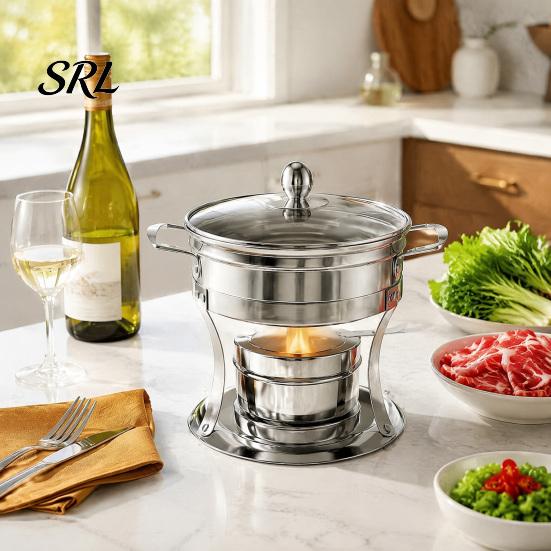 Vacuum Insulated Meal Box Chafers And Warmers Set with Glass Lid, Round Stainless Steel Compact Leak Proof Lunch Bowl Thermal Serving Bowl,