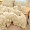 Princess Style Bedding Sets Ruffle Lace Bow Quilt Cover Romantic Bedclothes Decor Woman Girls Bedroom Duvet Cover 4pcs