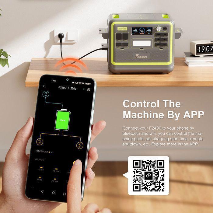 Портативная электростанция - FOSSIBOT - F2400 - 2048 Втч - 2400 Вт - LiFePO4 с солнечной панелью 420 Вт