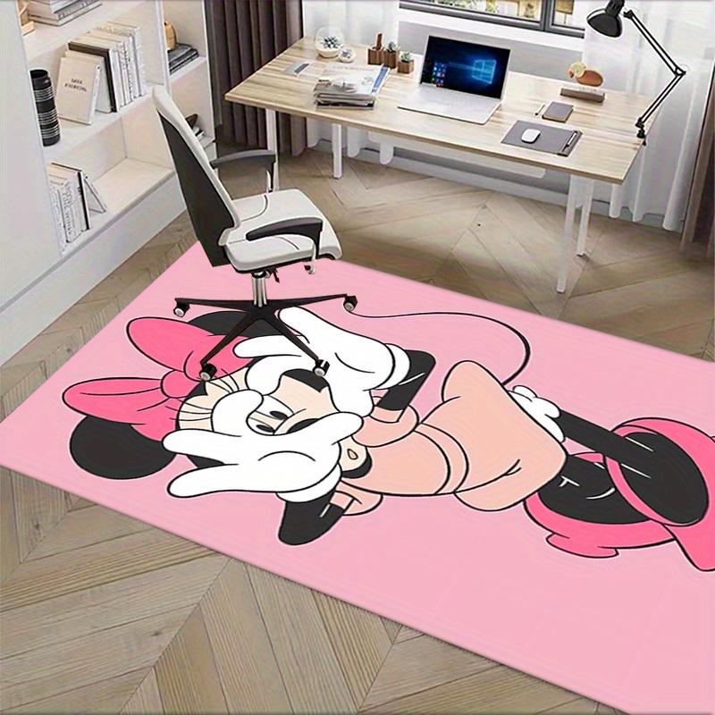 Office Rug Minnie Mouse, Pink Background theme 3D Printed Anti-Slip Rug-Machine Washable for Living Room