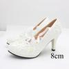 Fashion White Lace-Up Flower Wedding Bridal Shoes Design Pearl Spike Heels Pumps Women Round Toe Platform High Heels Luxury Prom Shoes