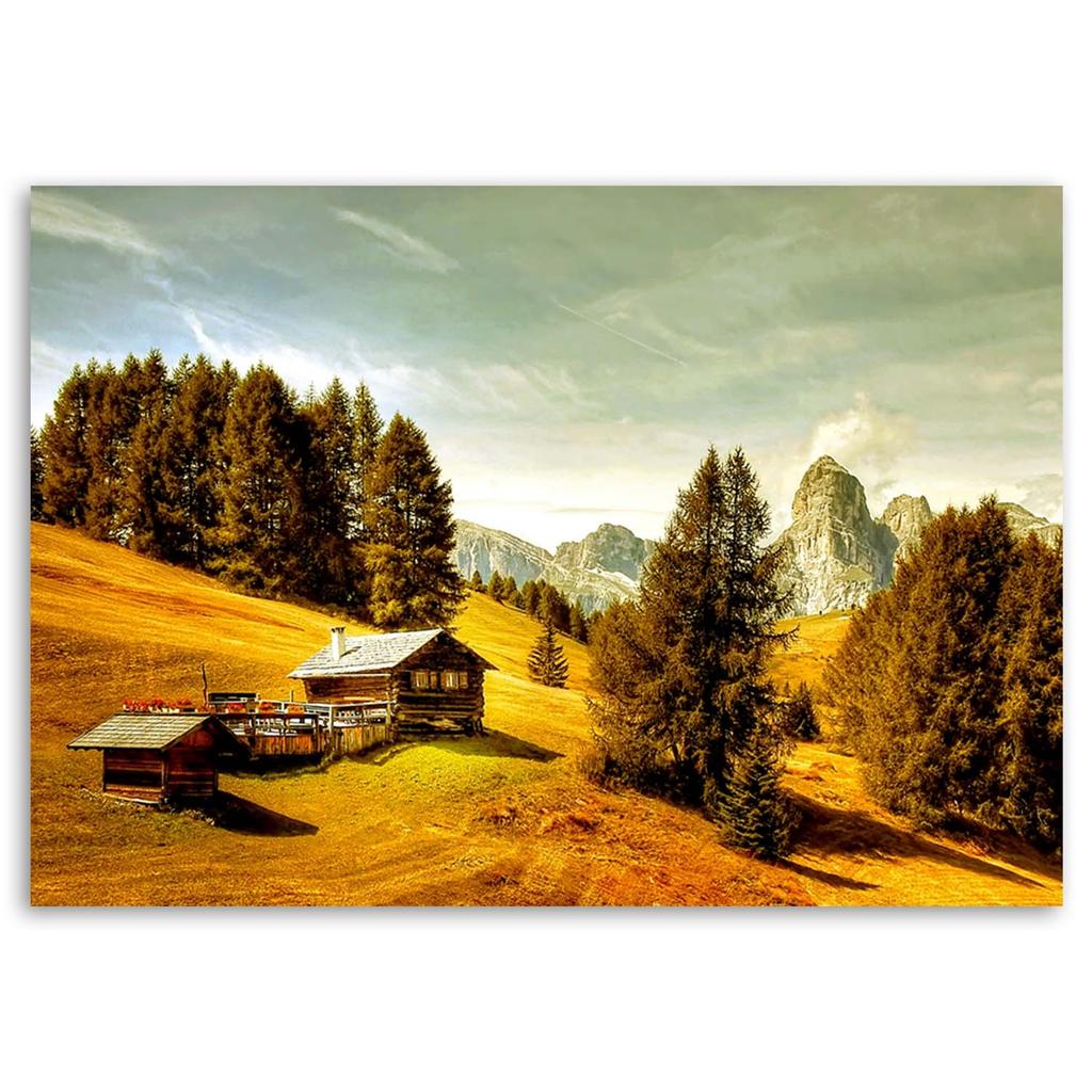 Canvas Print, Cottage In the Mountains Landscape Nature