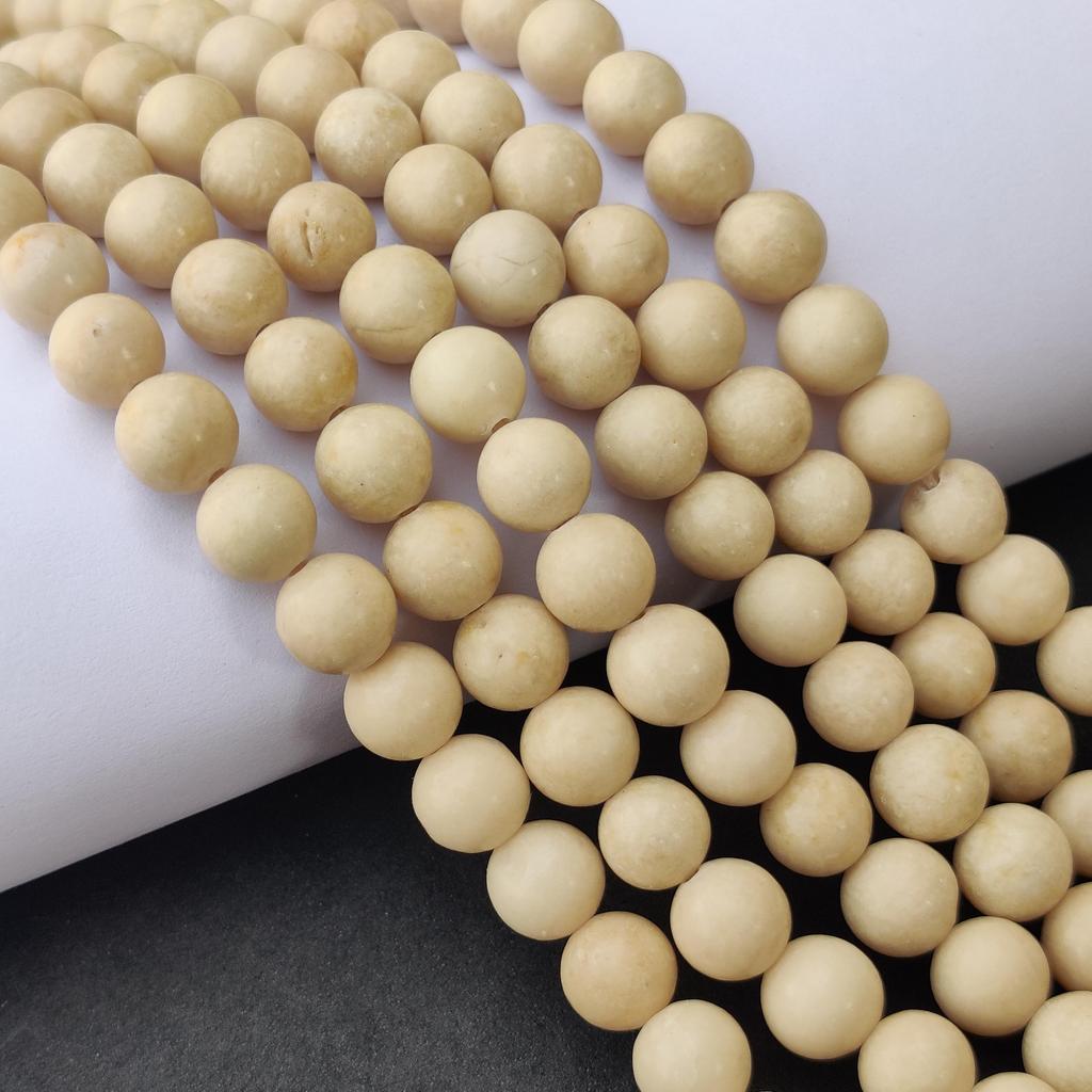 Natural Matt Fossil Jasper River Stone Beads, 6mm 8mm 10mm Size Beads, Tan Beige Cream Beads, 14-15 Inch Strands Beads.