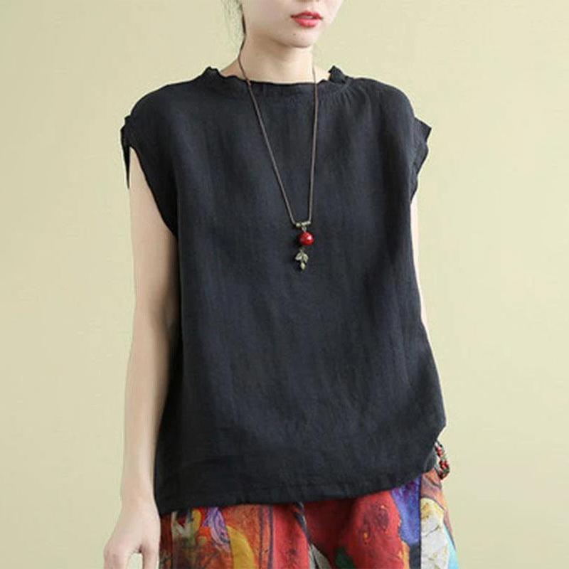 ZANZEA Летняя повседневная женская блузка без рукавов с круглым вырезом