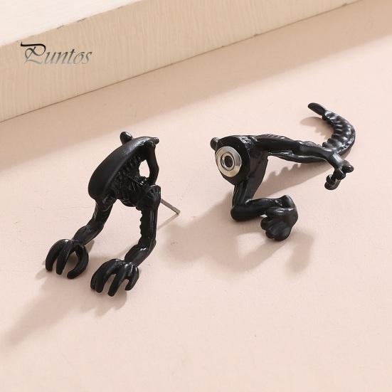 1 пара серег-гвоздиков в готическом темном стиле с имитацией динозавра и кошки, креативные серьги-гвоздики в стиле хип-хоп и рок, модные аксессуары