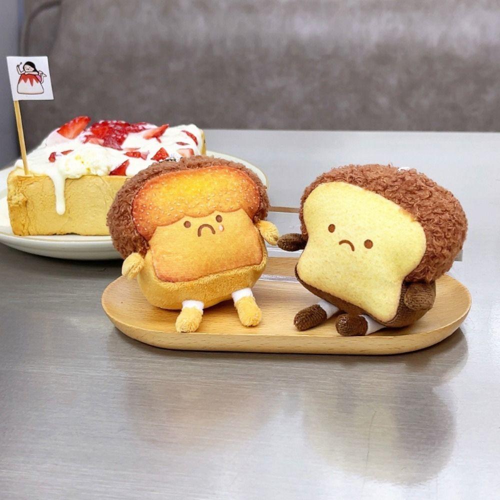 Stuffed Toy Cute Decoration Dual-use Toast Bread Pendant Plush Key Chain Brooch Key Charms