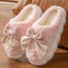Cotton Slippers Women's Winter Home Non-slip Thick Bottom Cute Bow Bag Head Snow Plush Slippers