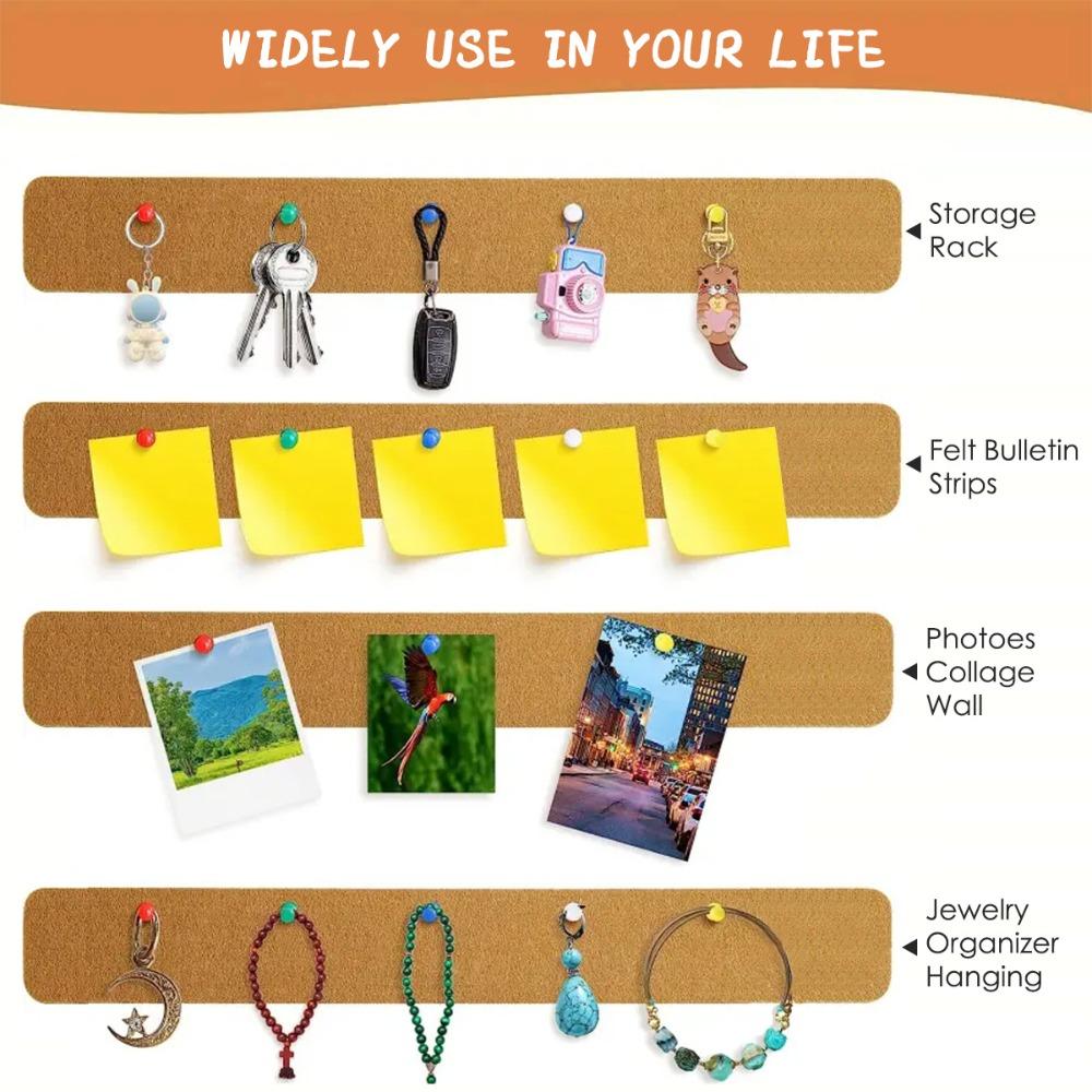 4 шт. самоклеящиеся полоски пробковой доски с кнопкой для доски объявлений, офисные принадлежности, доска объявлений, заметки