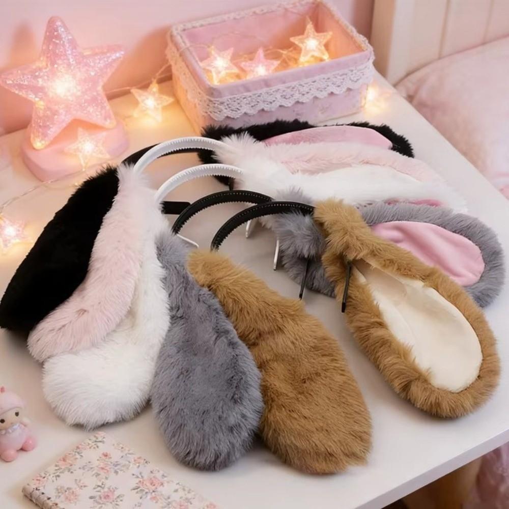 Soft Bunny Ears Headband Lop-eared Plush Headwear Elegant Easter Rabbit Hair Hoop Events