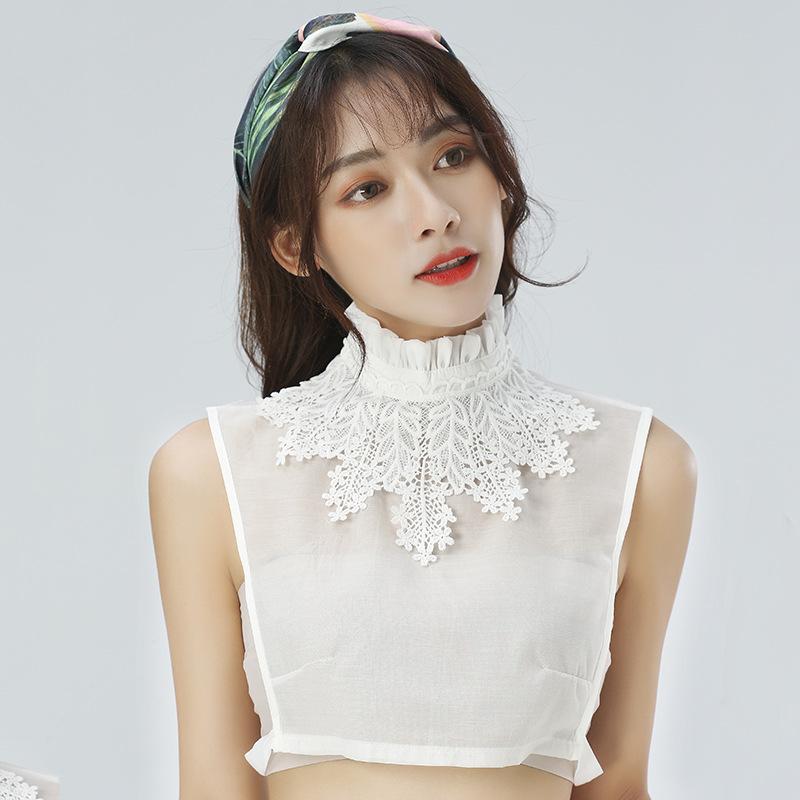 Linbaiway Embroidery False Collars for Woman Adjustable Detachable Shirt Fake Collars Blouse Top Half Shirt Decor Accessories