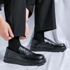 Japanese Thick-soled Heightened Big-head Business Leather Shoes 2024 New Trendy Lazy One-pedal Casual Shoes 85999-T