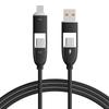 4-в-1 100 Вт Силиконовый Зарядный Кабель для Apple и Huawei - Type-C Быстрая Передача Данных и Flash-Зарядка