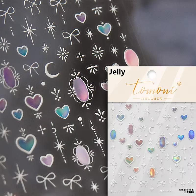 1pcs 5D Relief Kawaii Colorful Star Nail Art Stickers Multi Macaron Mangxing Nail Decorations Self Adhesive Decals Accessories