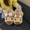 Мультяшные милые пушистые тапочки женская мода толстая подошва теплые мешок для ног хлопковые тапочки женский сезон