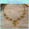 Dark Skull Fantasy Cross Necklace Metal Pendant For Festival Celebrations
