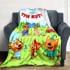 Cartoon Kid-E-Cats Print Flannel Blanket High Quality Warm Comfortable Cover for All Seasons Perfect for Gifts Home Decor