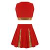 Girls Cheerleading Uniform Letter Print Tank Top with Pleated Skirt Set Cheer Leader Halloween Fancy Dress Costume