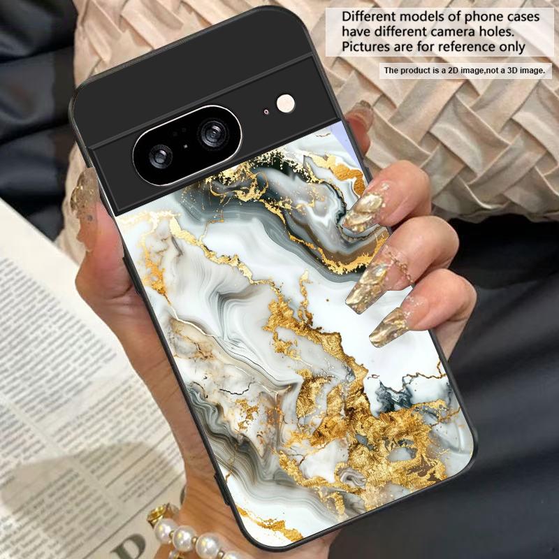 Абстрактный мраморный узор Для Google Pixel 10 Pro XL Pixel 8 7 9 10 Pixel 9 Pro XL Pixel 8a 7a Pixel 7 Pro Черный Стеклянный Чехол для Телефона