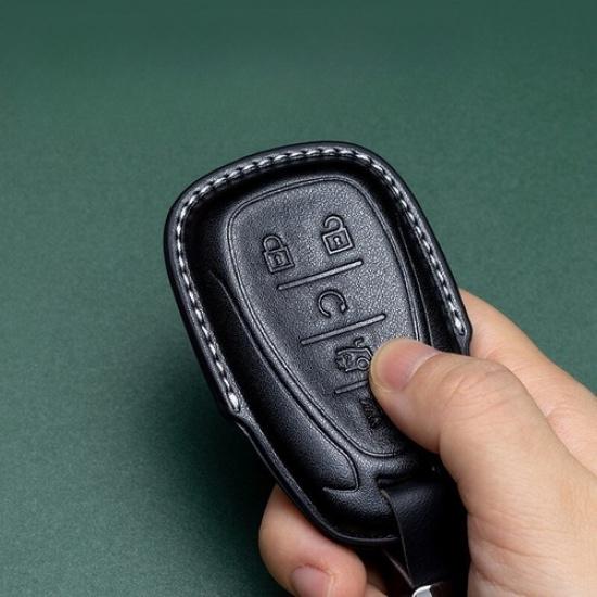 Genuine Leather Car Smart Key Case Cover For Chevy Cruze Malibu Camaro Equinox