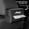 AKI2  Hanging PU Leather Car Tissue Storage Box No Paper Jam for Jeep Renegade Wrangler Grand Cherokee Compass Patriot Auto Accessory