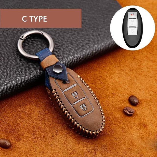 Чехол для автомобильного ключа из натуральной кожи для Nissan SENTRA LIVINA TIIDA MARC KICKS X-TRAIL TEANA J10 J11 T32 Qashqai