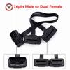 Dual Female Y Splitter Elbow 16Pin OBD 2 Extender ODB OBD2 Cable 16 Pin Male To Female Flat Noodle OBD2 Extension Cable