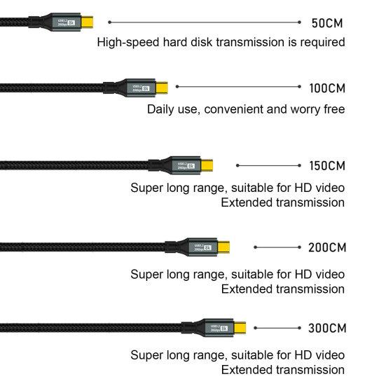 Двойной кабель Type-C PD для быстрой зарядки, 100 Вт, высокий ток, стабильный выход, 8K HD-совместимый кабель для быстрой передачи данных, зарядный кабель