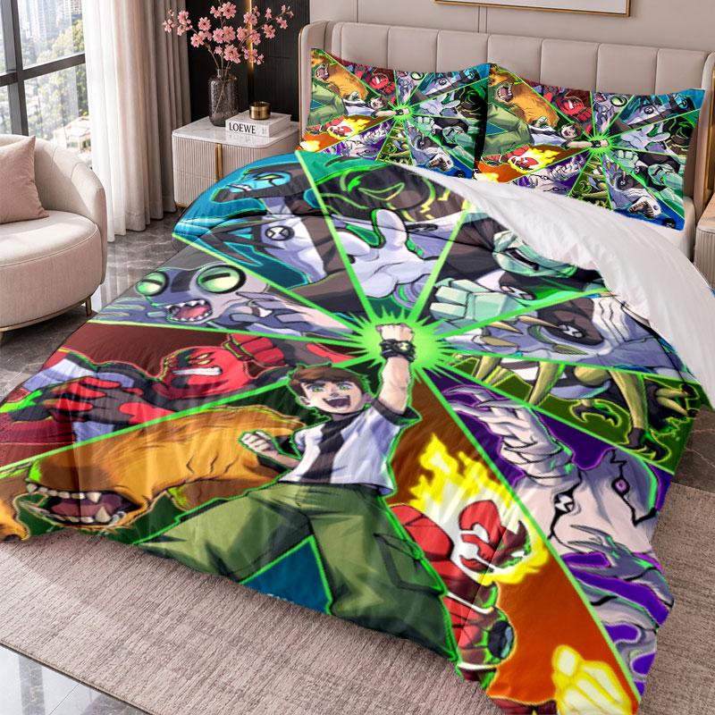 Ben 10 3Pcs Bedding Set Duvet Cover With Two Pillowcases For Bedroom Home Decoration