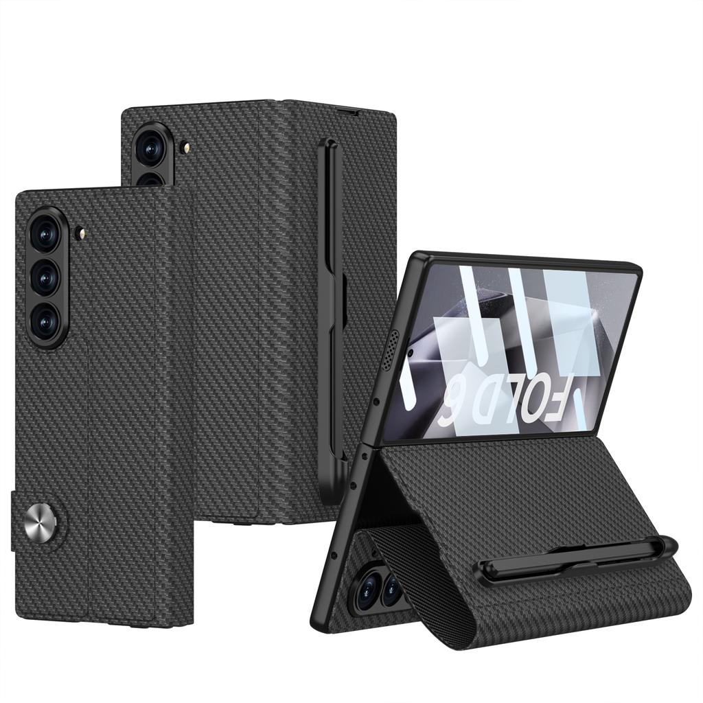 Роскошный чехол из искусственной кожи для телефона Samsung Galaxy Z Fold 6 с функцией защиты экрана и сенсорным пером