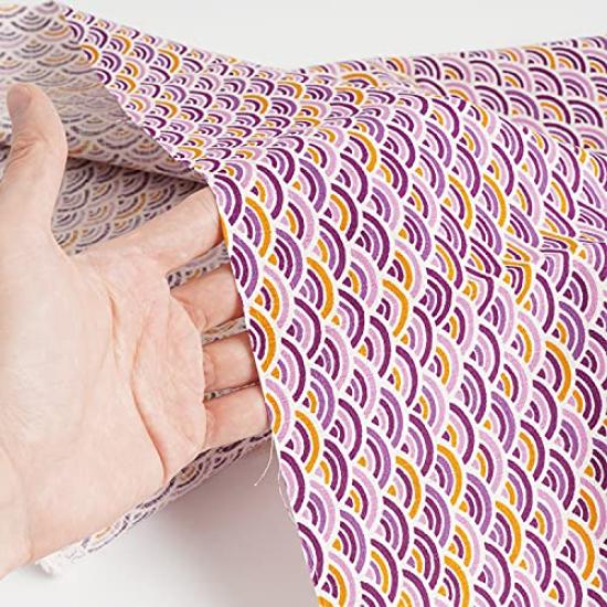 Raw 110cm x Japanese cut Japanese made in cut approximately 110cm x Wave navy young leaves wool, 50cm, pattern, Seigaiha, cloth, style, cotton, Japan,