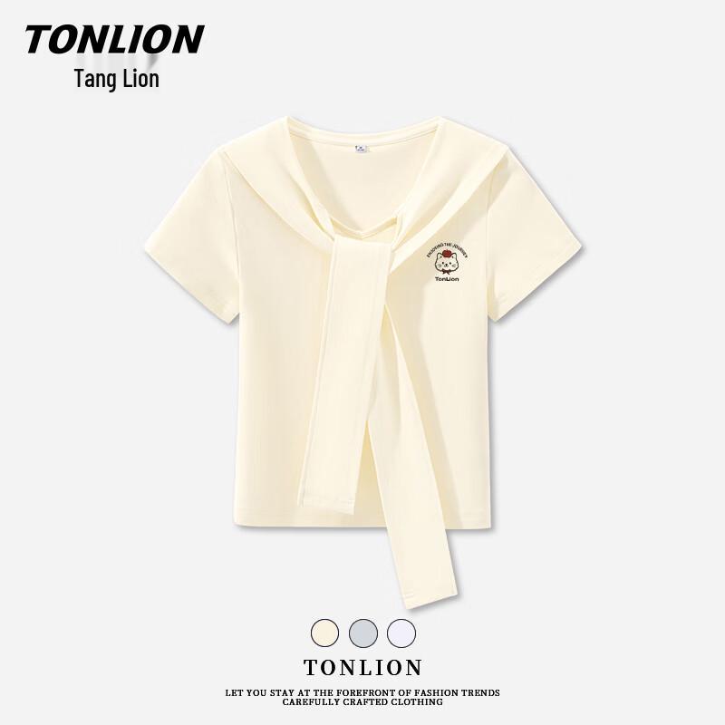 Женская футболка TonLion с воротником-стойкой, дизайн накидки, короткий рукав