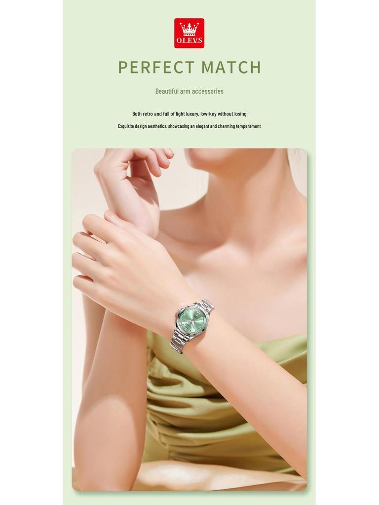 Женские кварцевые часы Oulishi из цельной стали - Высококлассные, Водонепроницаемые, Полностью автоматические, Модный аксессуар