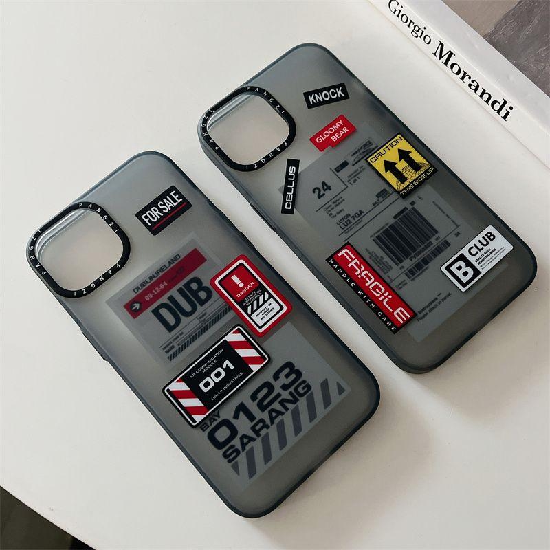 Tide Brand Double-Sided Label Sticker Phone Case For IPhone14 13 12 Pro Max X XR XS Matte All-Inclusive Shockproof Premium Fashion Protective Cover