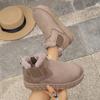 Новые осенне-зимние женские теплые однотонные эластичные с толстой подошвой и нескользящие короткие хлопковые ботинки