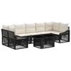 Garden Sofa Set 8 Pcs. Black and Cream White Poly Rattan