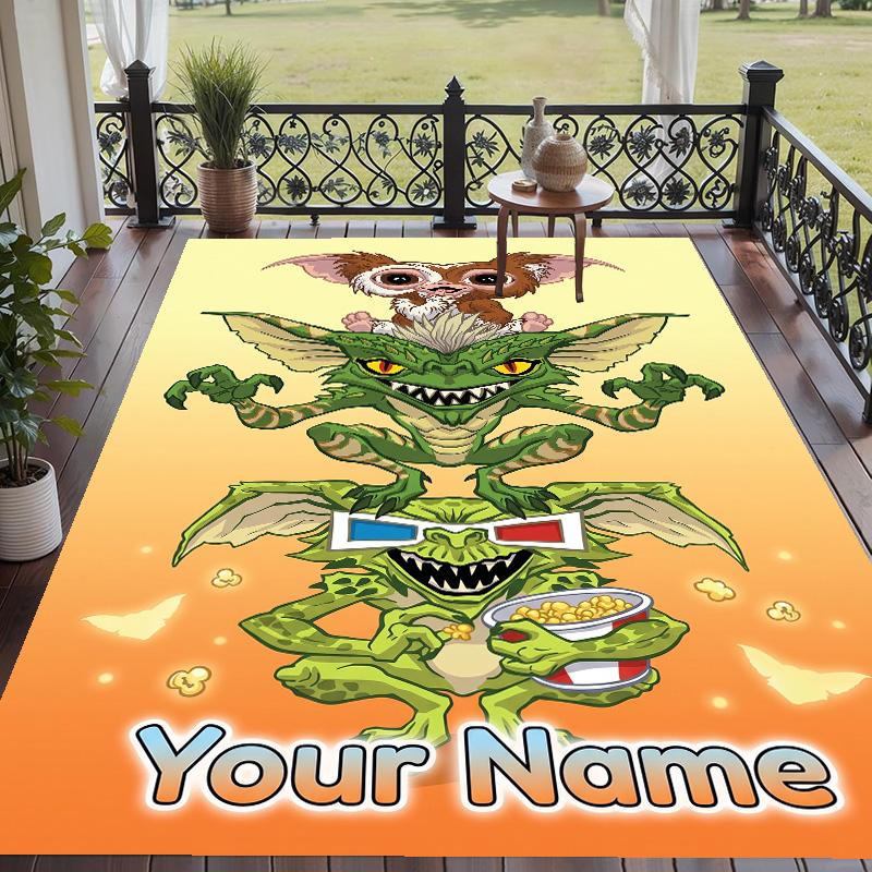 Custom Text Gremlins Gizmo Pattern Floor Rug Soft Indoor Carpet Mat Living Room Bedroom