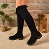 Plus-size Shoes, Low-heeled Shoes, Over-the-knee Long Boots, New Women's Shoes, Back Lace-up, Thick-heeled, Thin High Boots