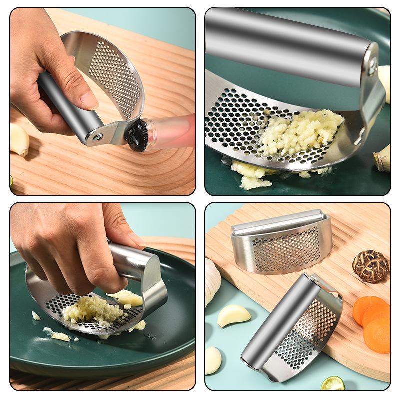 Stainless Steel Garlic Press Squeezer Manual Garlic Ginger Crusher Garlic Cutting Mince Tools Kitchen Gadgets