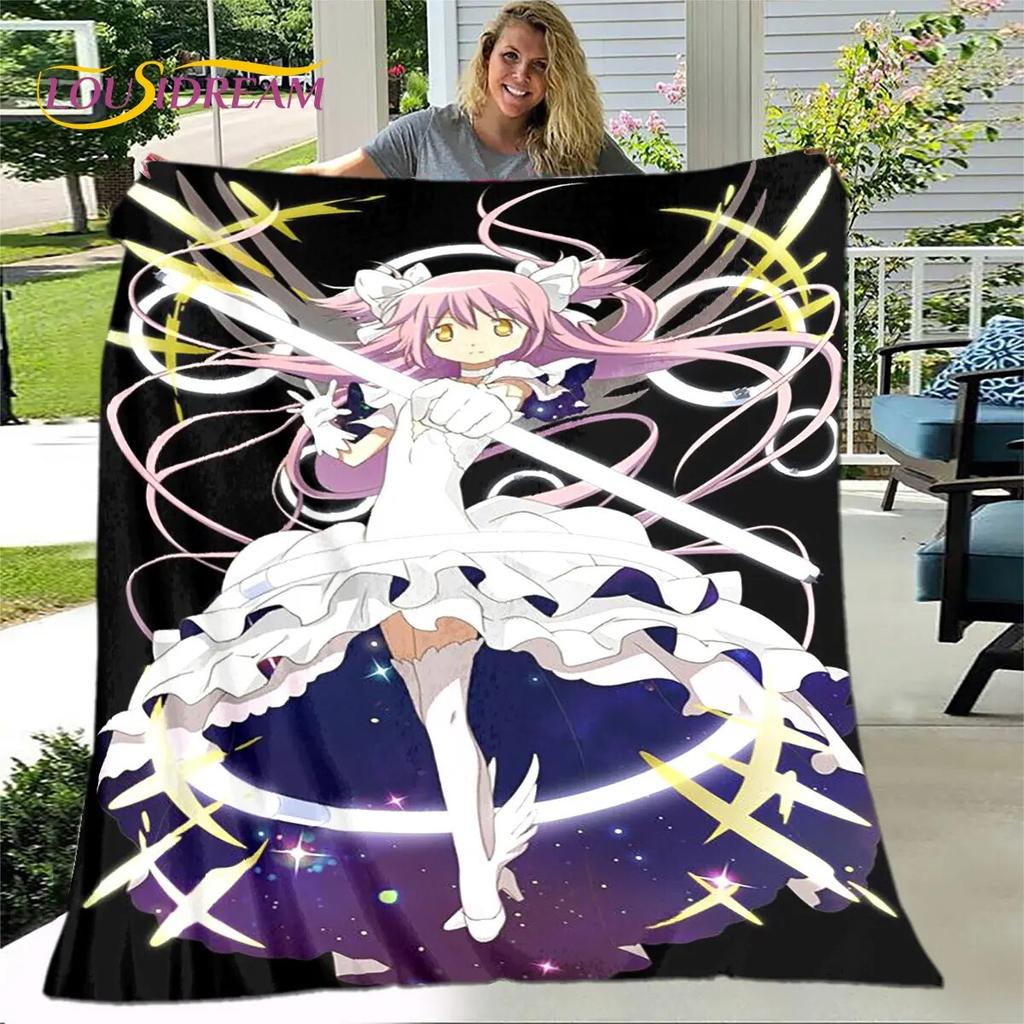 Puella Magi Madoka Magica Cartoon Soft Plush Blanket,Flannel Blanket Throw Blanket for Living Room Bedroom Bed Sofa Picnic Cover