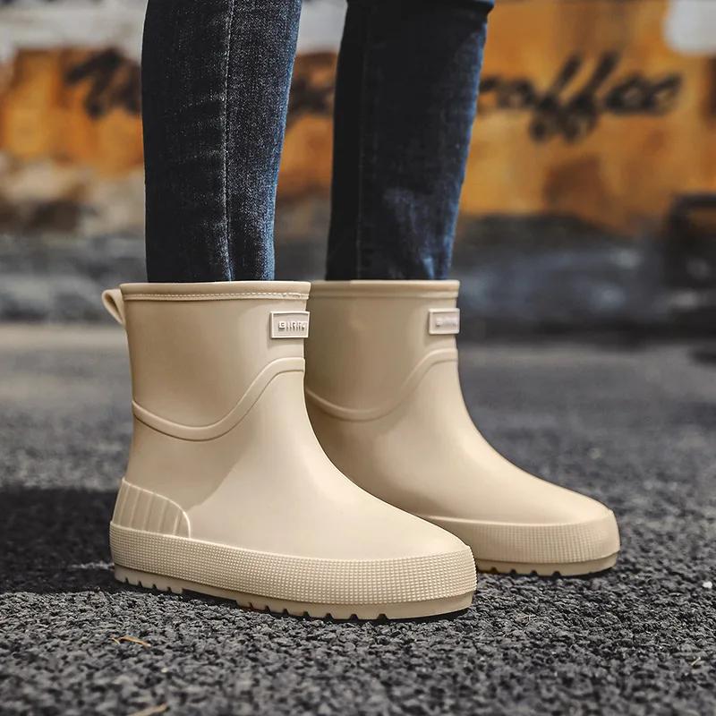 Rain Boots Women Slip-on High Quality Water Boots Waterproof Shoes Women's Rubber Rainboot Garden Galoshes Non-Slip Boots