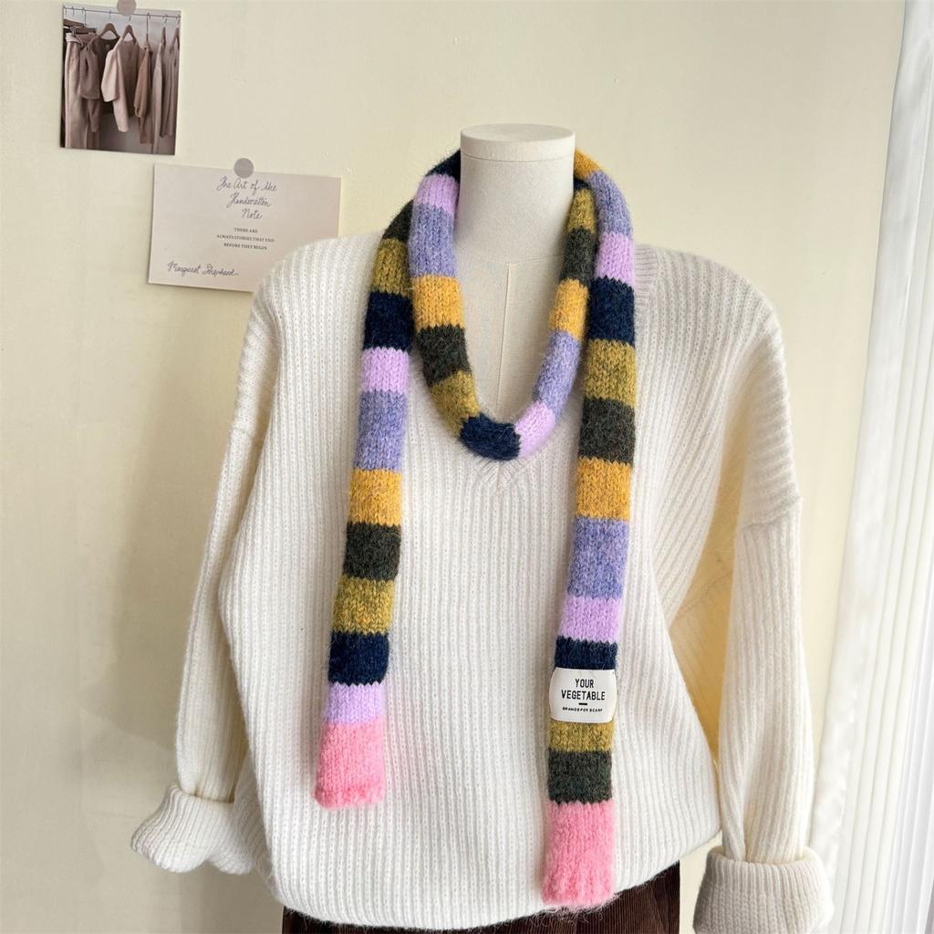 Шарф в полоску с цветными блоками, мягкие удобные шарфы, осенне-зимний шейный платок для комфорта осенью и зимой