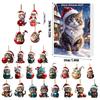 24 Piece Cat Christmas Advent Calendar Set - 2D Acrylic Cute Kitten Ornaments for Tree, Window, Wall, Door, Car Rearview Mirror