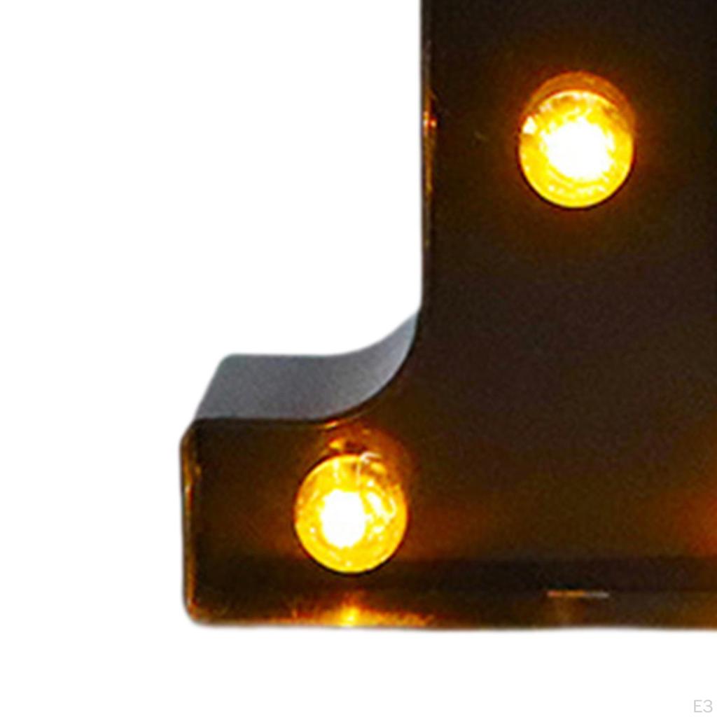 Black Marquee Number Lamp Lighted Light Warm White Up Sign for