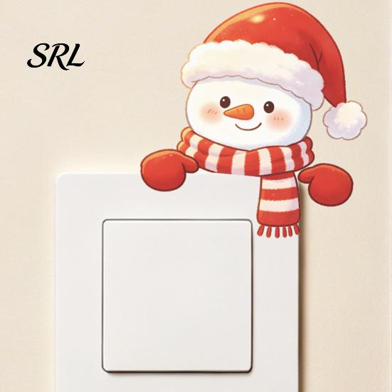 Waterproof Wall Sticker Christmas Snowman Switch Stickers, PVC Light Decals for Square Power Switches & Adhesive Plate Socket Panels, Removable